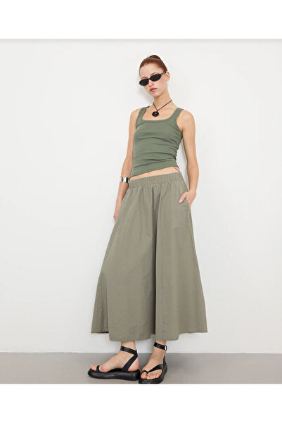 jöns since 1997 Women's Elastic Waist Long Flared Skirt with Pockets