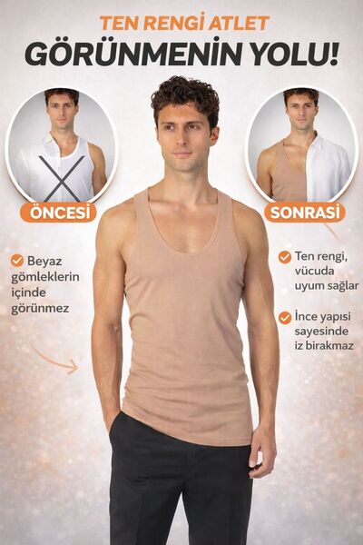 HB TREND Laser Cut Men's Skin Color Invisible Undershirt – Seamless Edge, Zer...