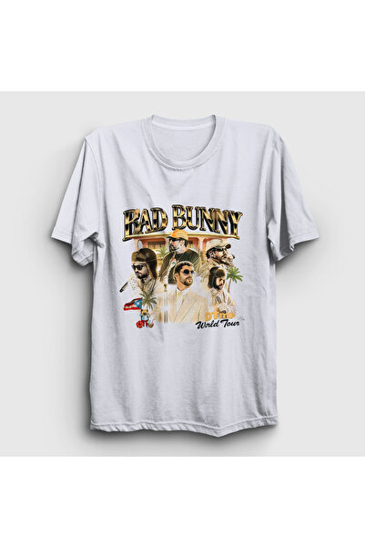 Presmono Unisex White World Tour Dtmf Bad Bunny T-Shirt 605430Tt