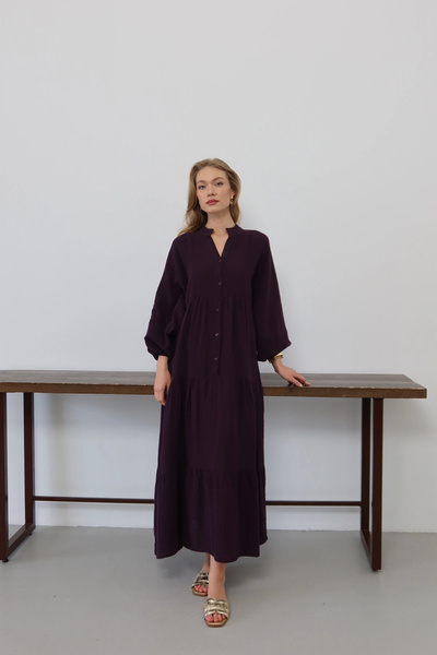 Lusin Women's Black Bohemian Style Muslin Fabric Comfortable Fit Lined Long S...