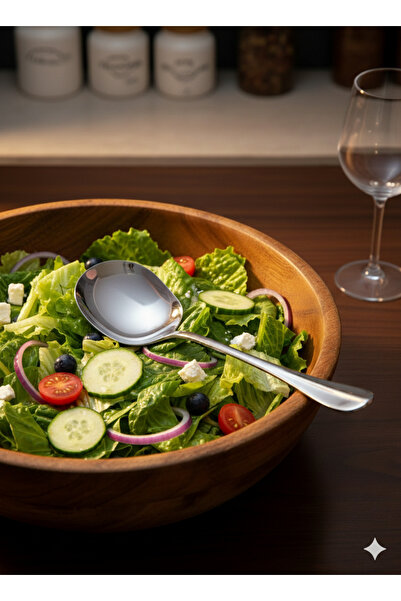 CPAZH Co. 2 ADET Pratik 21 Cm Paslanmaz Çelik Lüx Servis Salata Kaşığı Spatul...