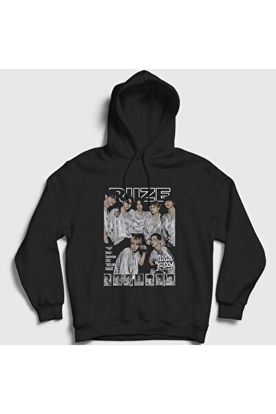 Presmono Unisex Black Talk Saxy K Pop Riize Hooded Sweatshirt 604957Tt