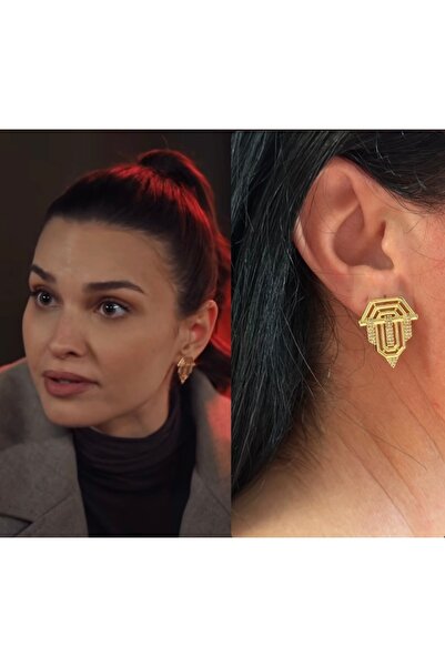 mibrillo Brand Equivalent Zircon Stone Triangular Earrings (Underground Pinar...