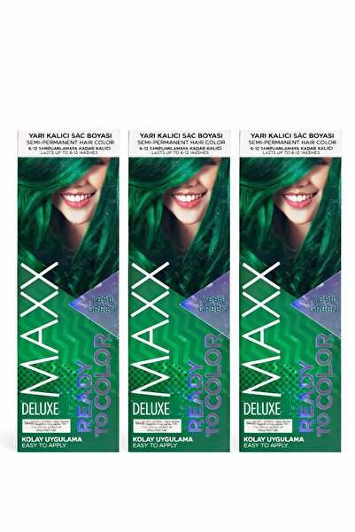 MAXX DELUXE Yarı Kalıcı Saç Boyası Yeşil 50 Ml x 3 Adet
