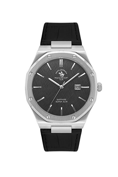 Santa Barbara Polo & Racquet Club Noble Black Genuine Leather Watch for Men S...