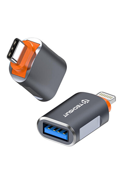 Techsuit Adaptor OTG premium USB la Type-C, 6A, 5Gbps A9, gri