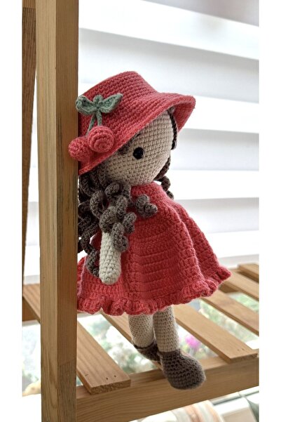 Happy Moon Bebek giyim hediyelik örgü elbiseli şapkalı kız bebek amigurumi el...