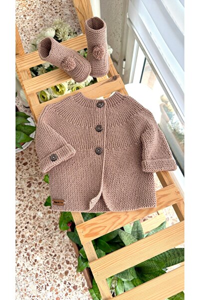 Happy Moon Bebek giyim unisex hediyelik el örgüsü haroşa hırka ceket patik 0-...