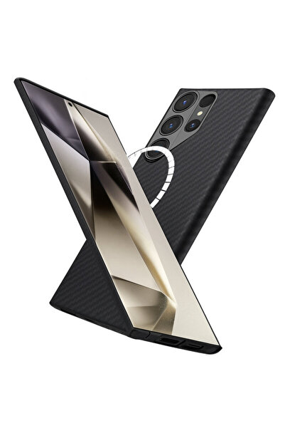 Techsuit Θήκη MagSafe για Samsung Galaxy S24 Ultra από ίνες αραμιδίου, μαύρη