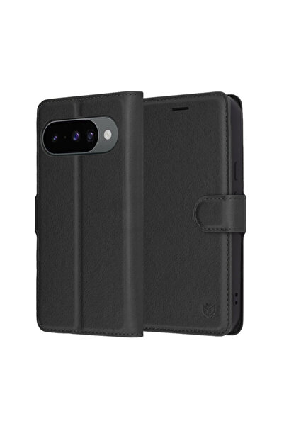 Techsuit Husă Folio din piele pentru Google Pixel 10, neagră