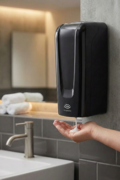 Berta Hijyen Sensörlü Otomatik Sıvı Sabunluk Duvara Monte 1000ml Siyah Fotose...