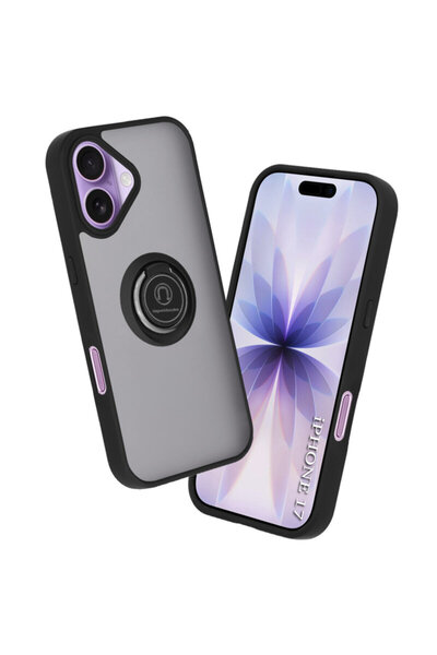 Techsuit iPhone 17 Glinth Case with Magnetic Stand Ring, Black