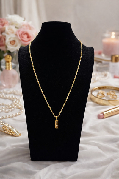 KZNovaStyle قلادة سلسلة إيطالية على شكل سبيكة ذهبية - قلادة نسائية أنيقة بتصم...