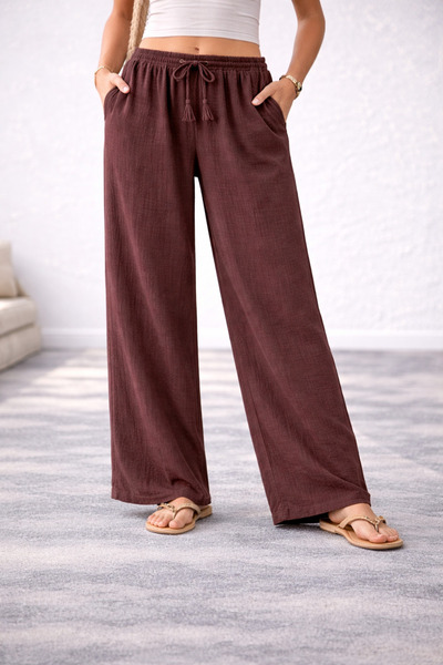 LEONE KOLEKSİYON Women's Muslin Wide Leg Pants
