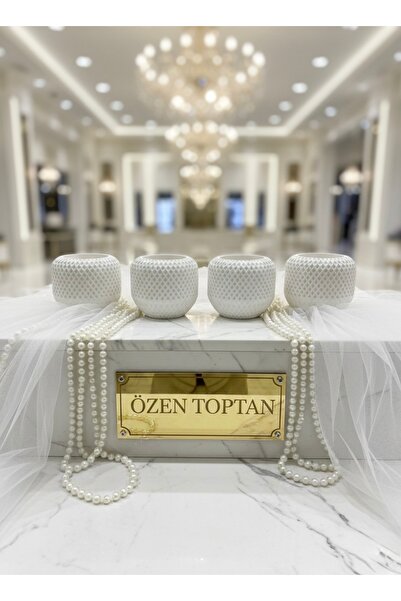 ÖZENTOPTANHEDİYELİK Taş tozundan üretilmiş baklava beton mumluk(mumsuz) 10 adet