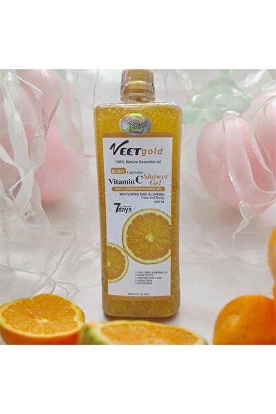 Veet Gold جل استحمام فائق التبييض بفيتامين سي، 1000 مل - منظف للجسم لتفتيح ال...