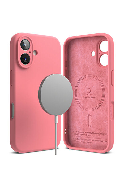 Ringke Μαγνητική θήκη MagSafe σιλικόνης για iPhone 16 Plus, ροζ