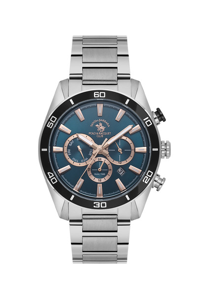 Santa Barbara Polo & Racquet Club Silver Stainless Steel Watch for Men SB.1.1...
