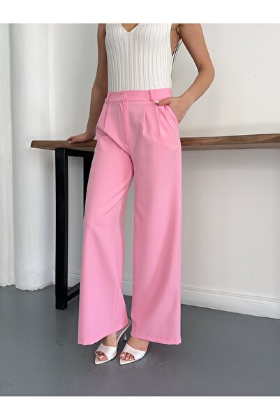 Ekim Store Buttoned High Waist Palazzo Trousers