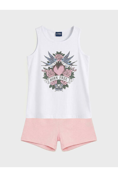 LC Waikiki Timeless Clothing & Timeless Choices Printed Girls' Shorts Pajama Set