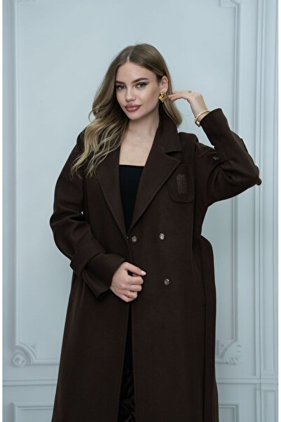 Eccim Fashion Sade Uzun Kadın Palto Kaban Ceket