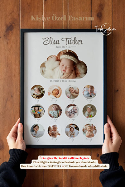 tablodea Fotoğraf Baskısı Kişiye Özel Tasarım 1 Yaş Anı Tablosu T İlk Yılım 1...