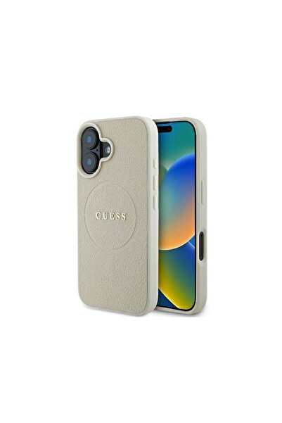 Guess Grained Gold Ring MagSafe Case for iPhone 16