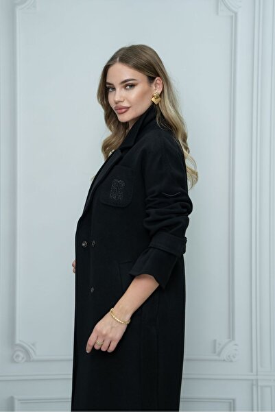 Eccim Fashion Sade Uzun Kadın Palto Kaban Ceket