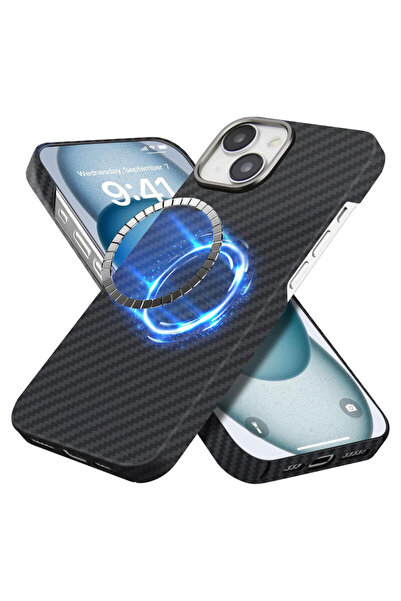 Techsuit Θήκη MagSafe από ίνες αραμιδίου για iPhone 15, μαύρη