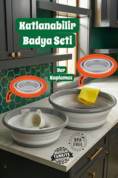 MUF HOME QLUX IDEAS 2'li Katlanabilir Silikon Badya Seti Pratik Yerden Tasarr...