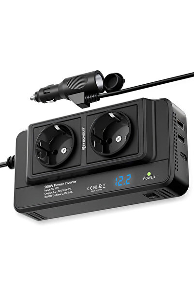 Techsuit Electric Inverter 220V, 200W for Car PowerDriveX IA2, Black