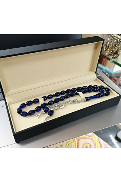 kral hediyelik Sürmeli kehribar tesbih 925 ayar gümüş püsküllü harfli sertifi...