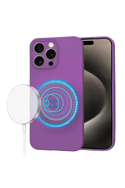 Techsuit Silicone Case for iPhone 15 Pro Max SoftFlex MagSafe, Purple