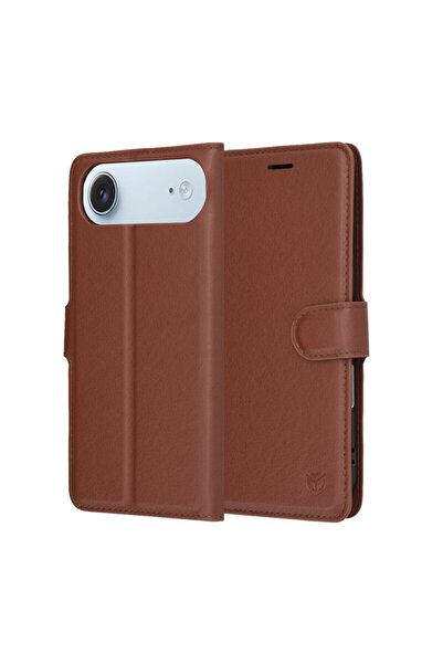 Techsuit Leather Folio Case for iPhone 17 Air, Brown