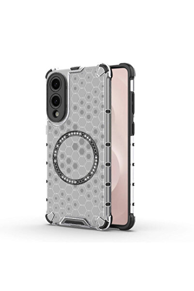 Techsuit Husă HoneyComb Shield MagSafe pentru Samsung Galaxy S25 Edge, albă