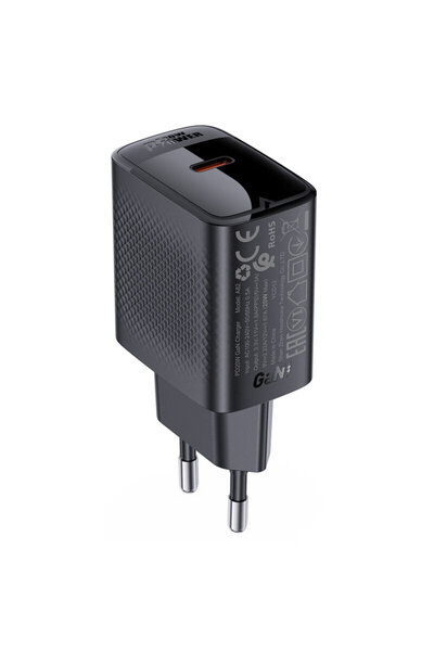 Acefast Încărcător GaN tip C, alimentare 20W, A82, negru