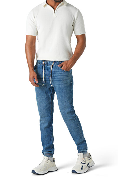 hendam Men's jeans with a comfortable elastic waistband and Relaxed Fit