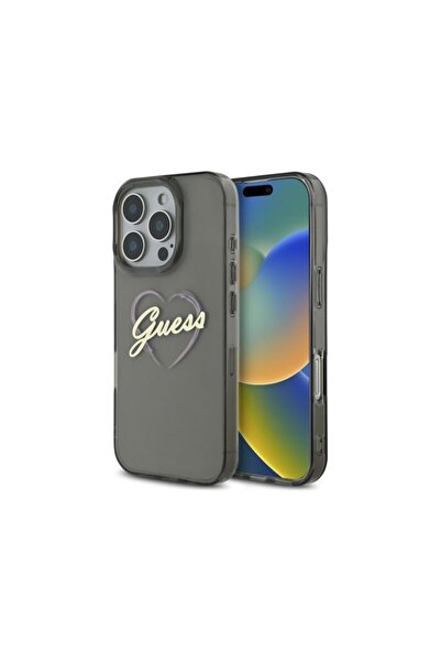 Guess Husă rigidă IML Heart pentru iPhone 16 Pro Max, neagră