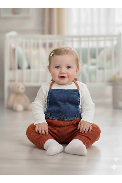 Kids Kingdom Cotton Knitwear Jeans Detailed 2-Piece Baby Girl Set