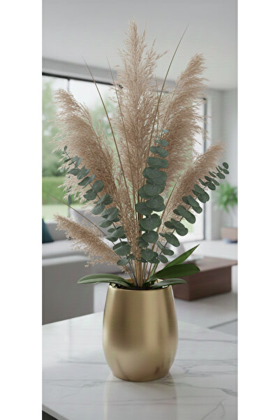 Velorahomee Bohem ve Modern Stil Gold Vazo - Ofis ve Ev Dekorasyonu 14 cm