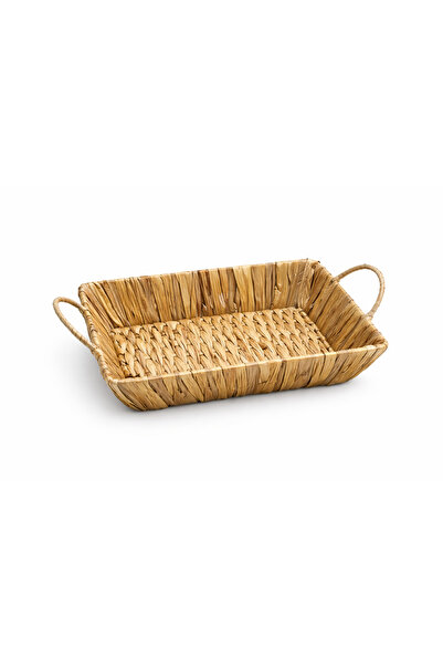 BehaHome 25x25 cm Doğal Hasır Dekoratif Tepsi – Çok Amaçlı Organizer & Ekmekl...