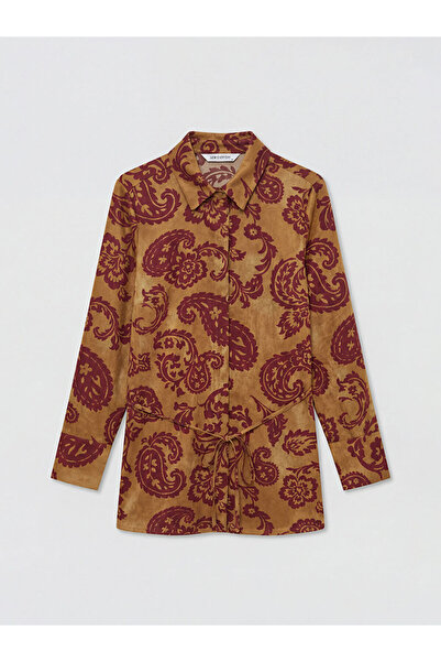 LC Waikiki قميص نسائي بحزام ونقشة خضراء من الموسم الجديد من GÜLİS GİYİM