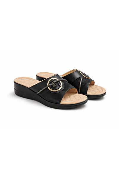 MOON CLOUD Women's Leather-Suede Accessory-Detailed Stylish Home-Street Slipp...