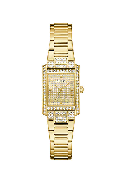 Guess Ladies Yellow Gold Tone Rectangle Analog Watch