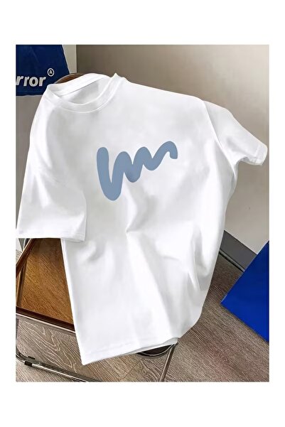 Massgai Unisex W Printed Oversize 100% Cotton T-Shirt