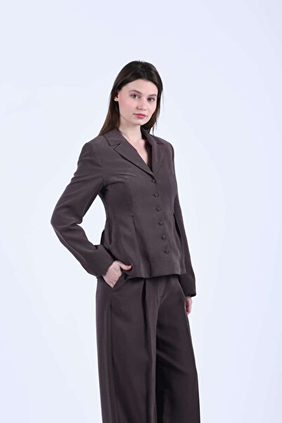 la luce Kahve Çok Düğmeli Kısa Blazer - QC107