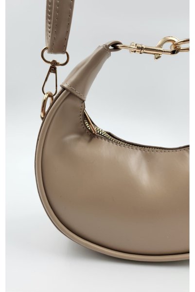 TUESFA Women's Hand and Shoulder Bag Half Moon Model with Gold Accessories, Quality Faux Leather, Daily Stylish Cross Strap