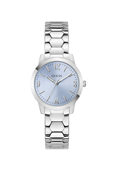 Guess Ladies Silver Tone Round Analog Watch