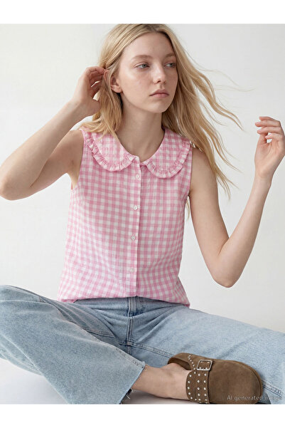 LC Waikiki Rmz Gi̇yi̇m Farkliyla Ruffled Bebe Roba Collar Checkered Embroider...