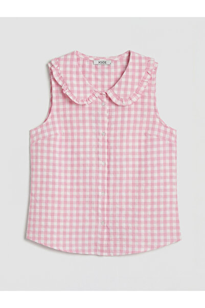 LC Waikiki Ozmarka New Season Ruffle Peter Pan collar Plaid Poplin Women's Shirt